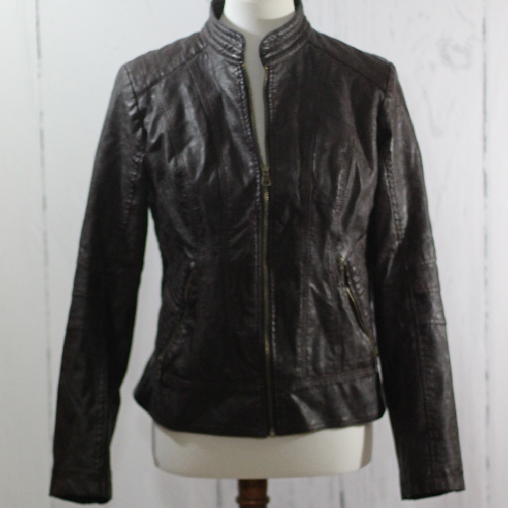 Guess Brown Faux Leather Jacket